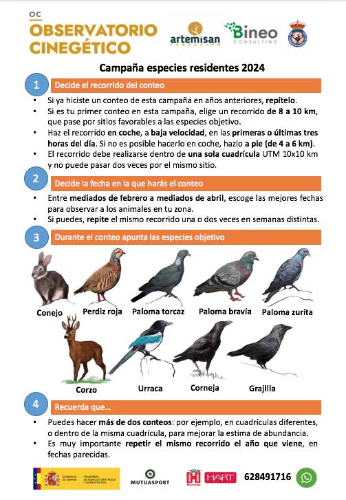 campaña de censos de especies residentes del observatorio cinegético